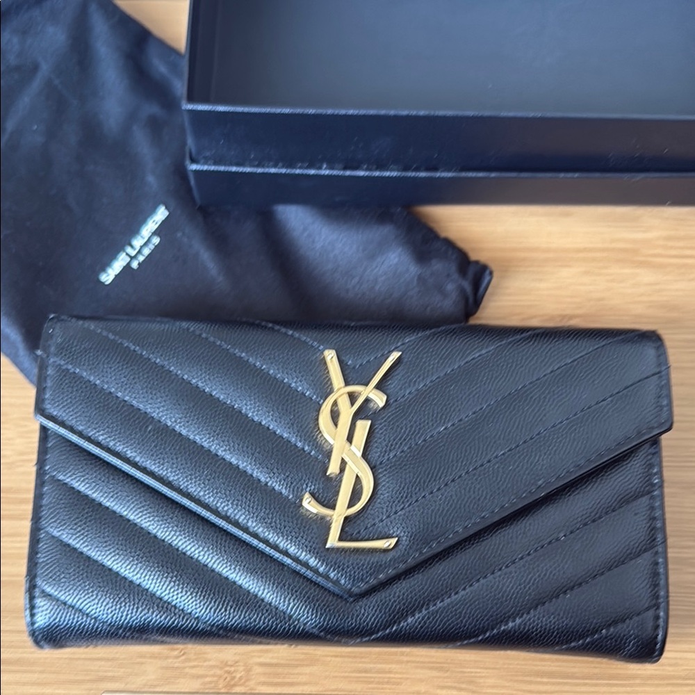 Yves Saint Laurent Black Leather Clutch